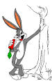 Bugs Bunny contre un arbre